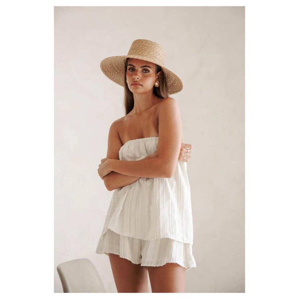 Anthropologie Strapless White Tiered Romper